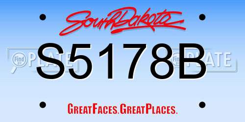 S5178B South Dakota License Plate