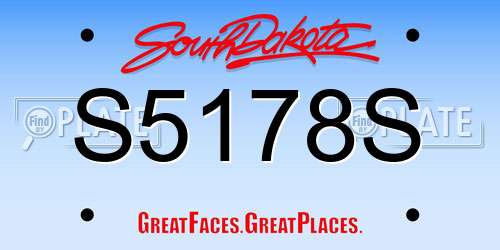 S5178S South Dakota License Plate