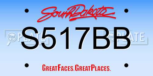 S517BB South Dakota License Plate