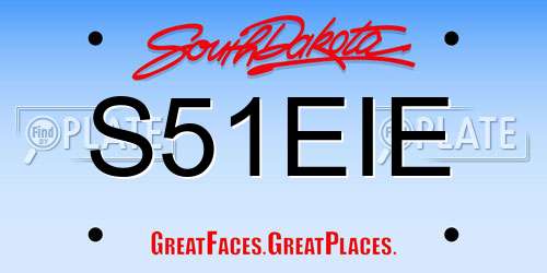 S51EIE South Dakota License Plate