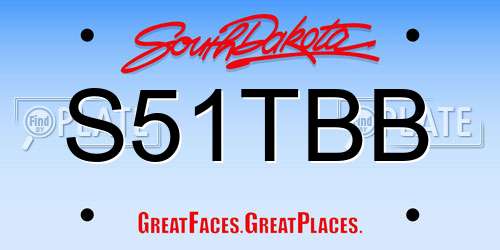 S51TBB South Dakota License Plate