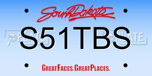 S51TBS South Dakota License Plate