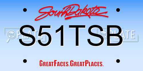 S51TSB South Dakota License Plate