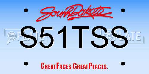 S51TSS South Dakota License Plate