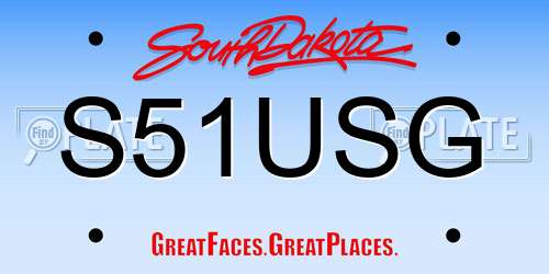 S51USG South Dakota License Plate
