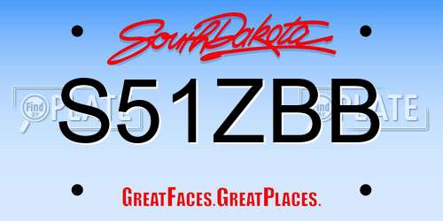 S51ZBB South Dakota License Plate