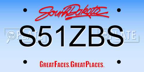S51ZBS South Dakota License Plate