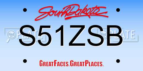 S51ZSB South Dakota License Plate