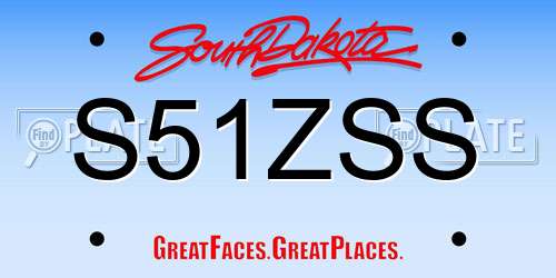 S51ZSS South Dakota License Plate