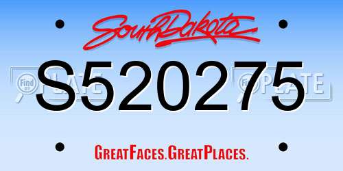 S520275 South Dakota License Plate