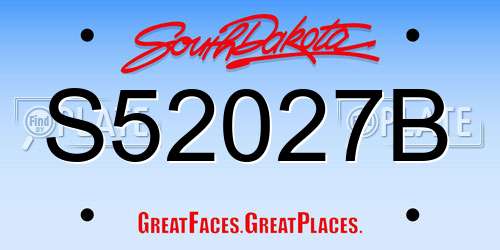 S52027B South Dakota License Plate