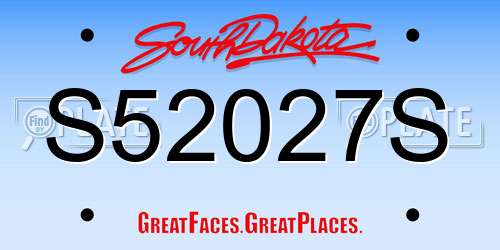S52027S South Dakota License Plate