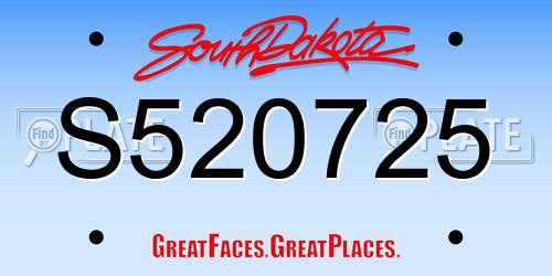 S520725 South Dakota License Plate