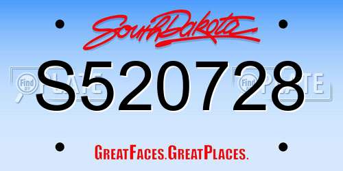 S520728 South Dakota License Plate