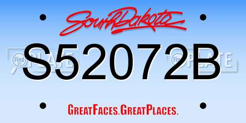 S52072B South Dakota License Plate