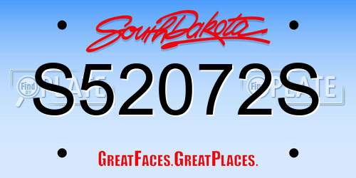 S52072S South Dakota License Plate
