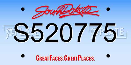 S520775 South Dakota License Plate