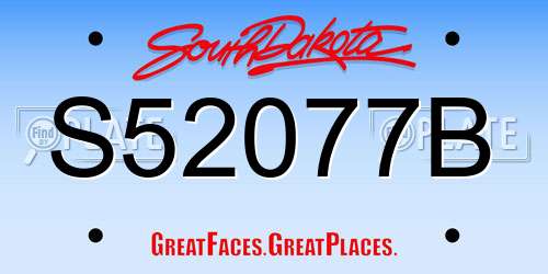 S52077B South Dakota License Plate