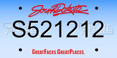 S521212 South Dakota License Plate