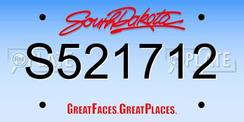 S521712 South Dakota License Plate