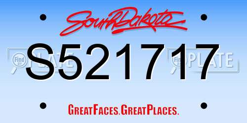 S521717 South Dakota License Plate