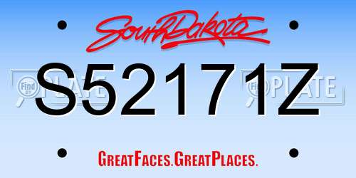 S52171Z South Dakota License Plate