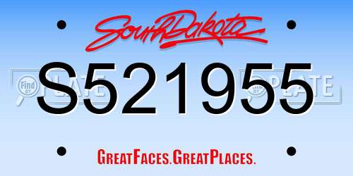 S521955 South Dakota License Plate