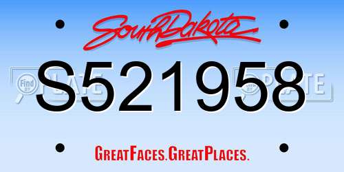 S521958 South Dakota License Plate