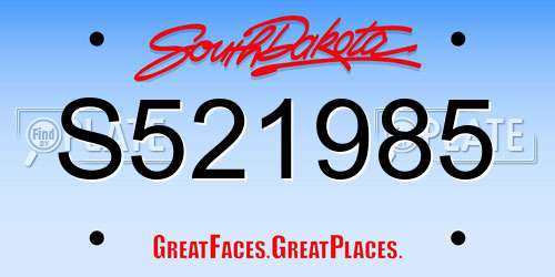 S521985 South Dakota License Plate