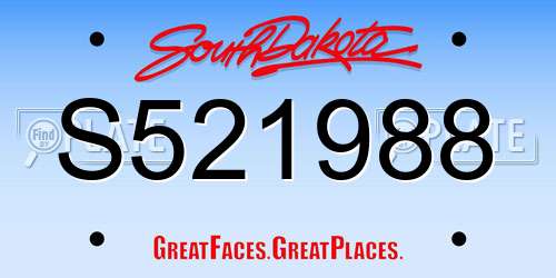 S521988 South Dakota License Plate