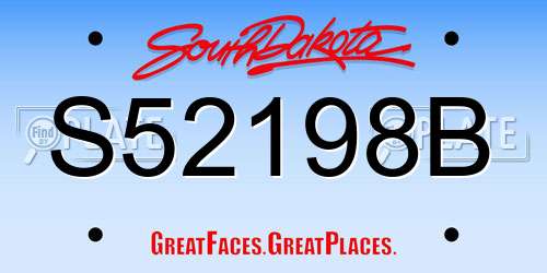 S52198B South Dakota License Plate