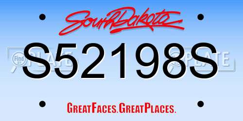 S52198S South Dakota License Plate