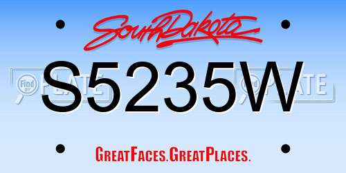 S5235W South Dakota License Plate