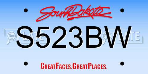 S523BW South Dakota License Plate