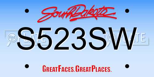 S523SW South Dakota License Plate
