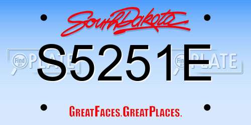 S5251E South Dakota License Plate