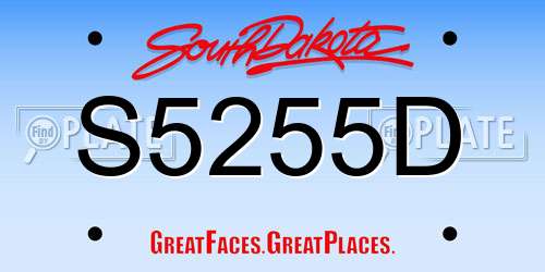 S5255D South Dakota License Plate