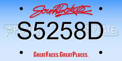 S5258D South Dakota License Plate
