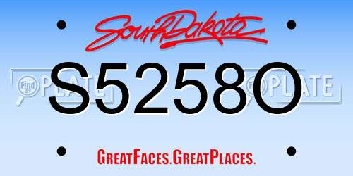 S5258O South Dakota License Plate