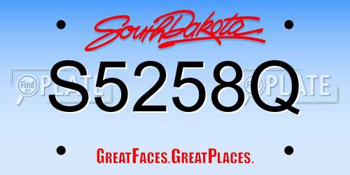 S5258Q South Dakota License Plate