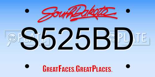S525BD South Dakota License Plate