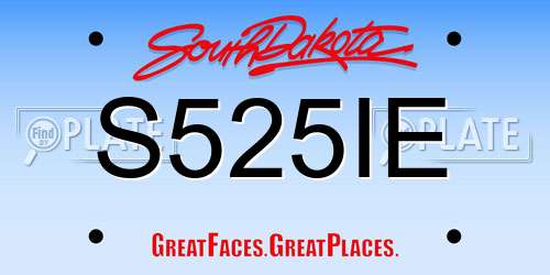 S525IE South Dakota License Plate