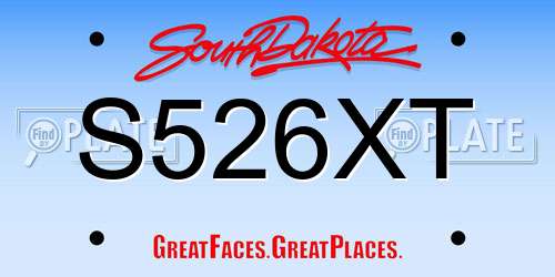 S526XT South Dakota License Plate