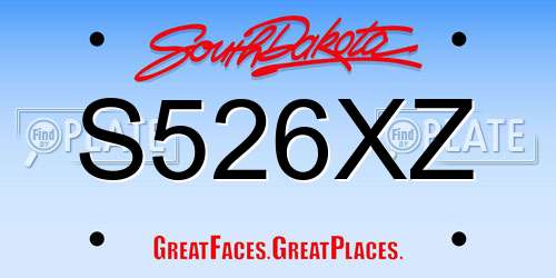 S526XZ South Dakota License Plate