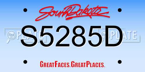 S5285D South Dakota License Plate