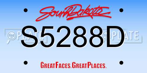 S5288D South Dakota License Plate