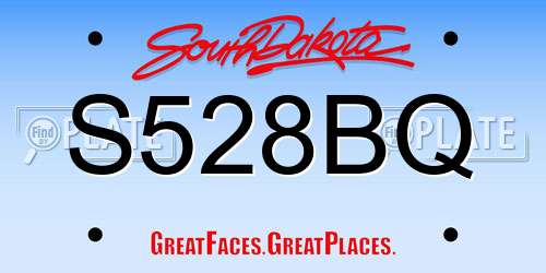 S528BQ South Dakota License Plate