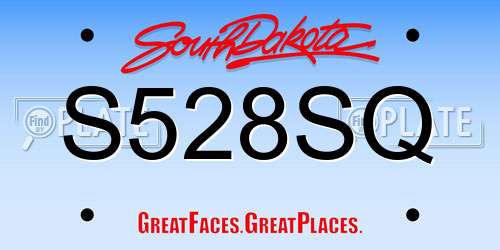 S528SQ South Dakota License Plate