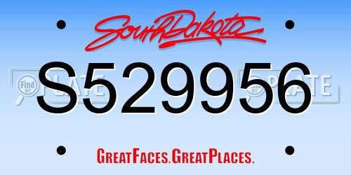 S529956 South Dakota License Plate