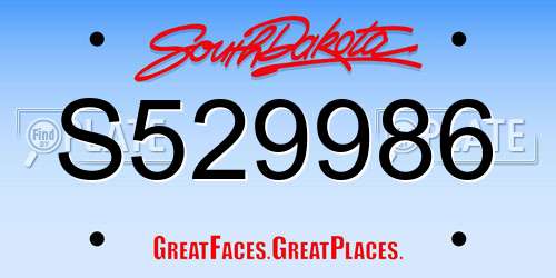 S529986 South Dakota License Plate